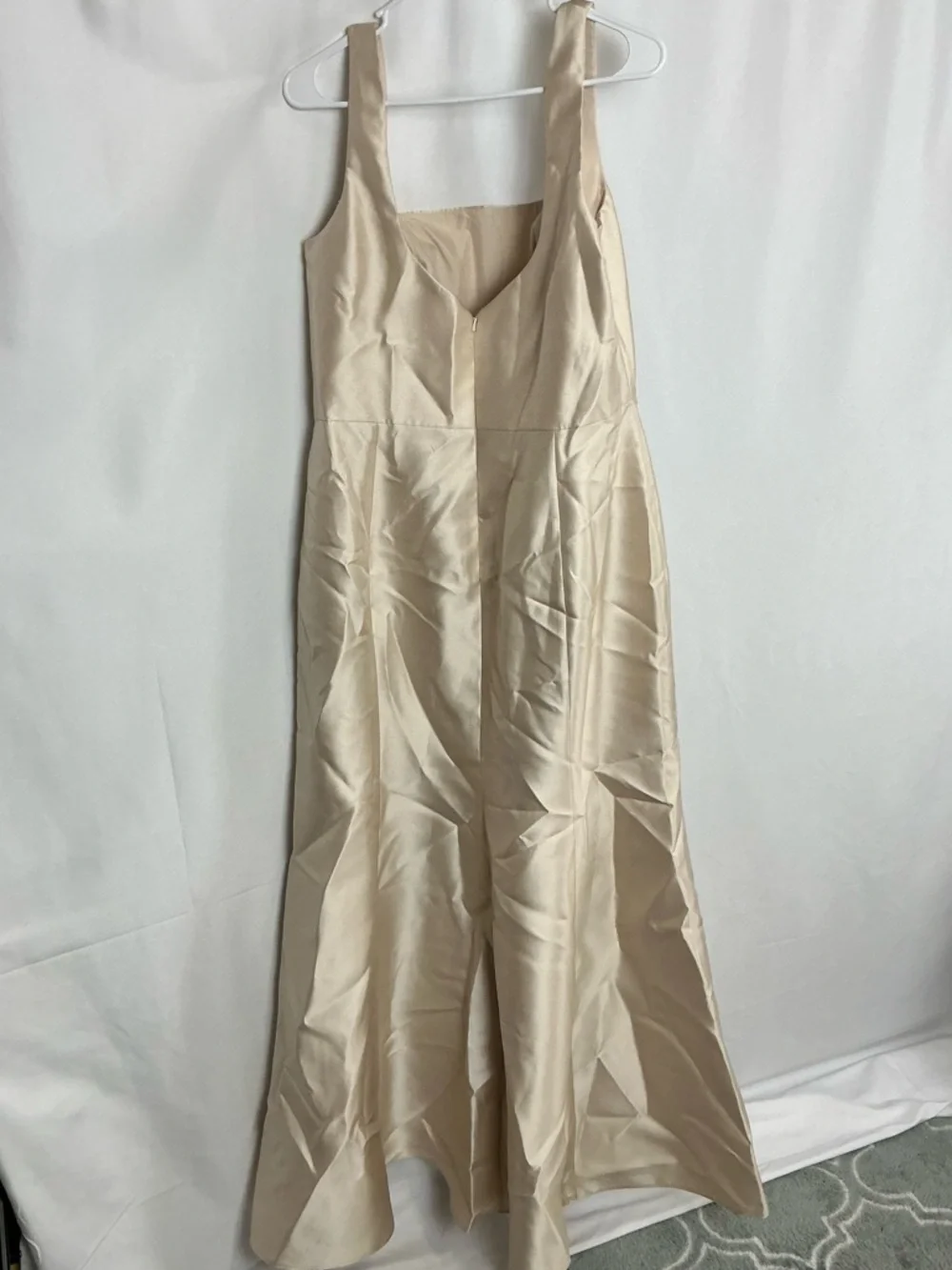 ALFRED SUNG Champagne Satin Square-Neck Maxi Gown - Picture 3 of 5